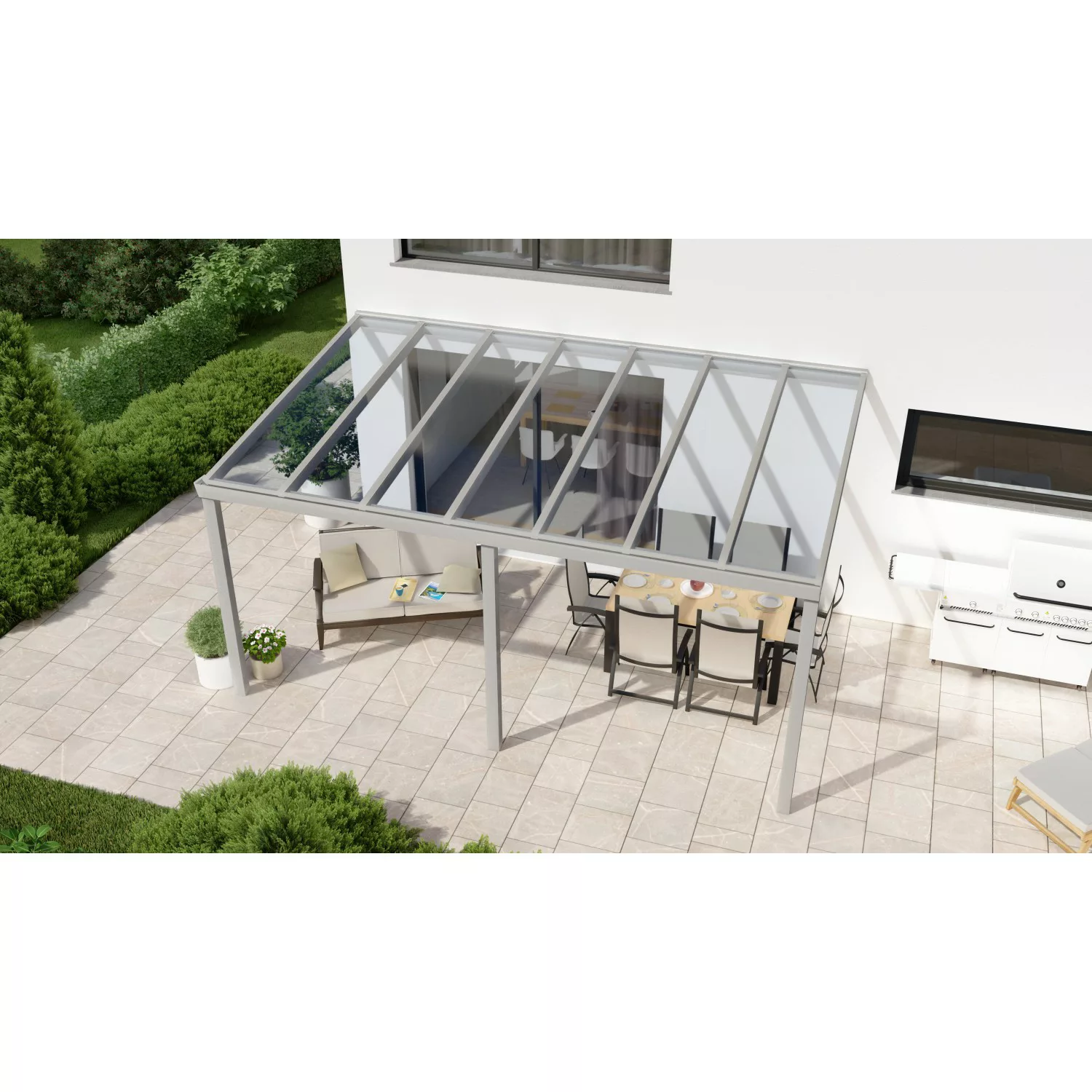 Terrassenüberdachung Professional 500 cm x 350 cm Grau Struktur Glas günstig online kaufen