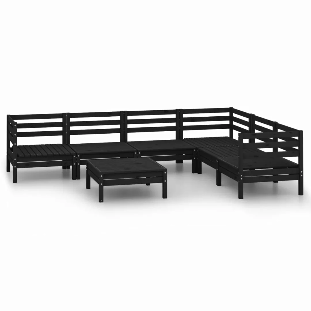 7-tlg. Garten-lounge-set Massivholz Kiefer Schwarz günstig online kaufen