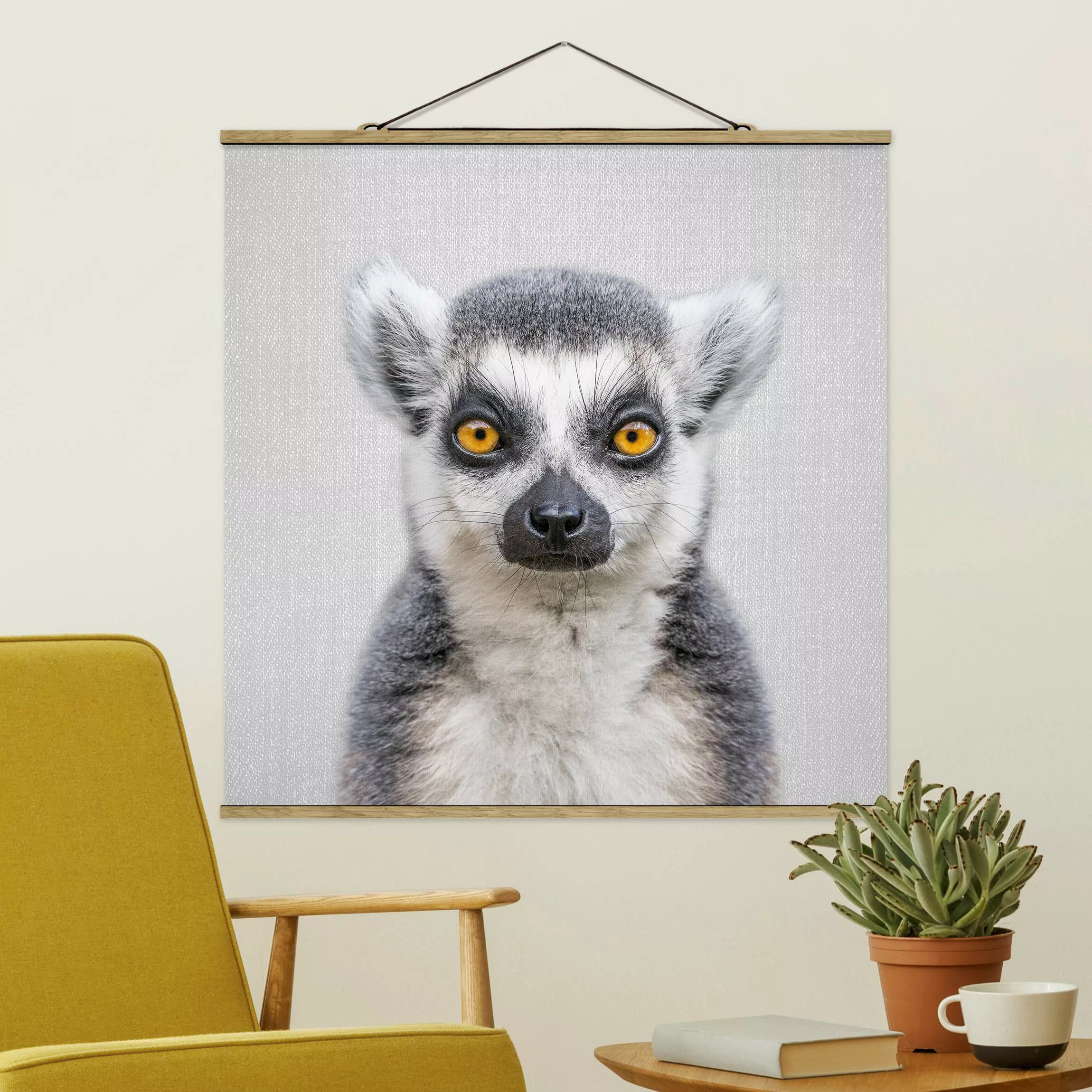 Stoffbild mit Posterleisten Lemur Ludwig günstig online kaufen