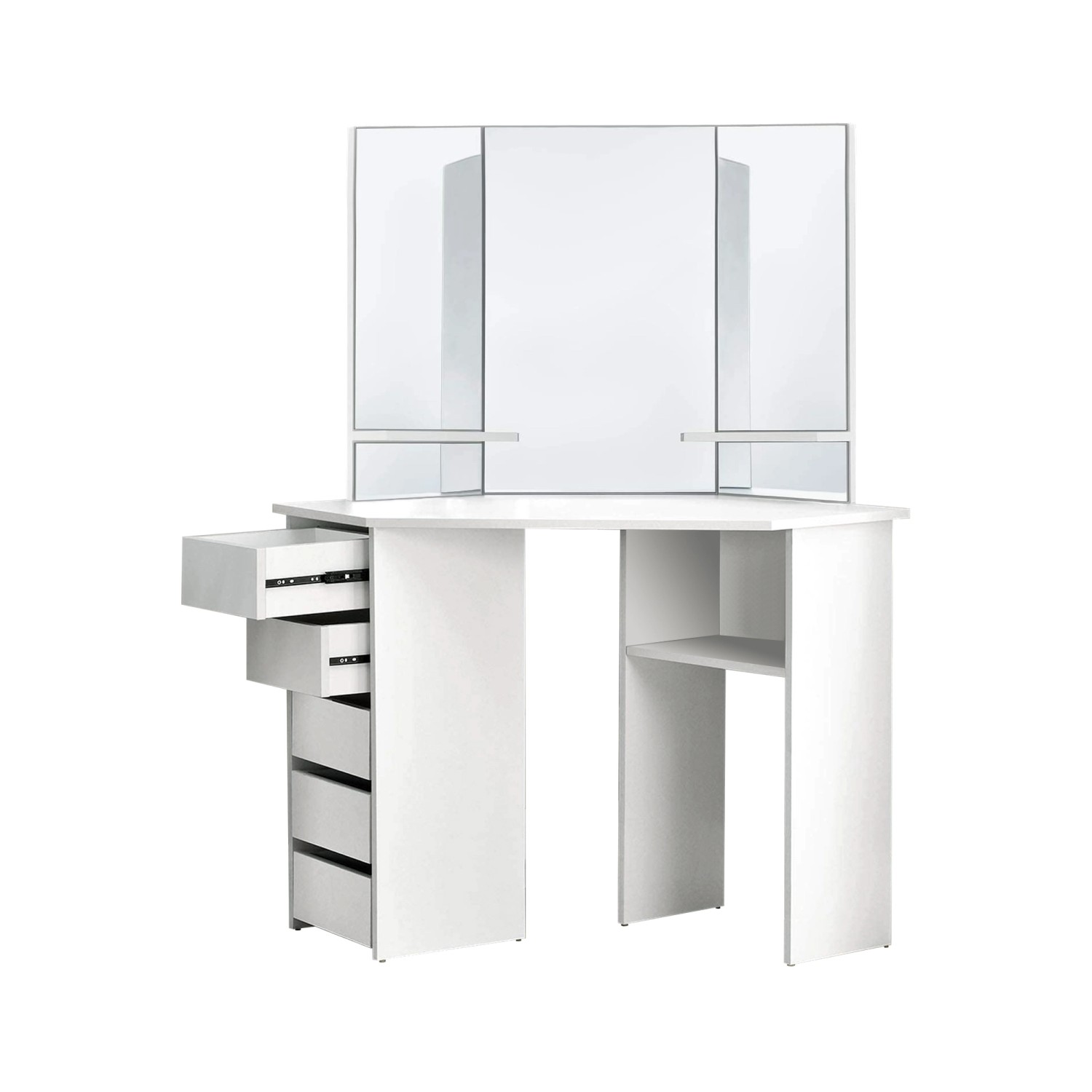 ML-Design Eckschminktisch Weiß mit 3 Spiegel 110 x 141,5 x 54 cm aus MDF Ho günstig online kaufen