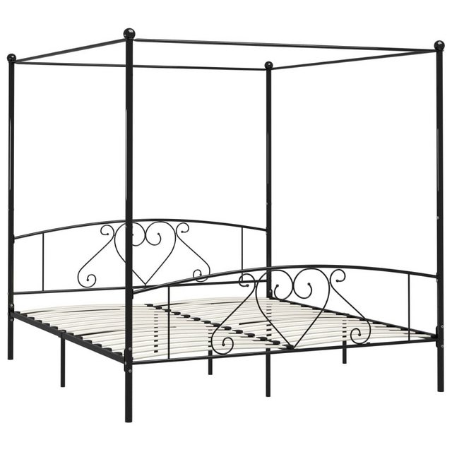 furnicato Bettgestell Himmelbett-Gestell Schwarz Metall 200 x 200 cm (1-tlg günstig online kaufen