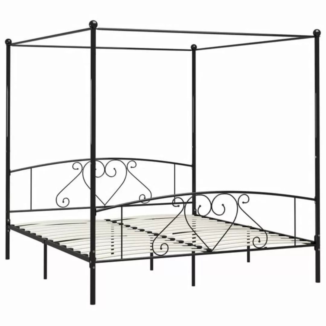 furnicato Bettgestell Himmelbett-Gestell Schwarz Metall 180 x 200 cm (1-tlg günstig online kaufen