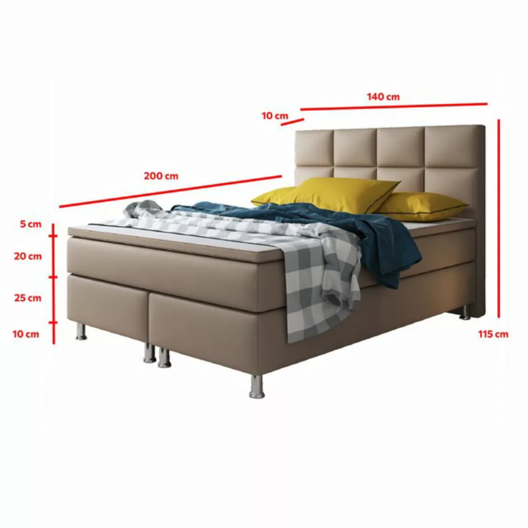 inter Boxspringbett Miami 140x200 cm inkl. Topper (Komplettbett, inkl.Kopft günstig online kaufen