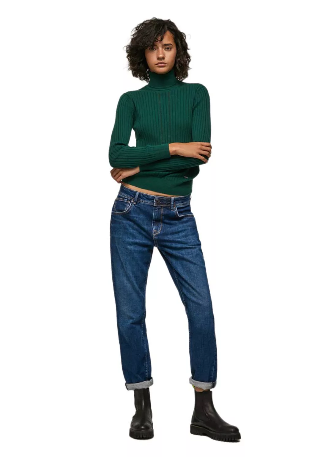 Pepe Jeans Damen Jeans VIOLET - Relaxed Fit Tapered Leg - Blau - Medium Dar günstig online kaufen