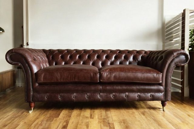 JVmoebel Chesterfield-Sofa Braun Chesterfield Design Luxus Polster Sofa Cou günstig online kaufen