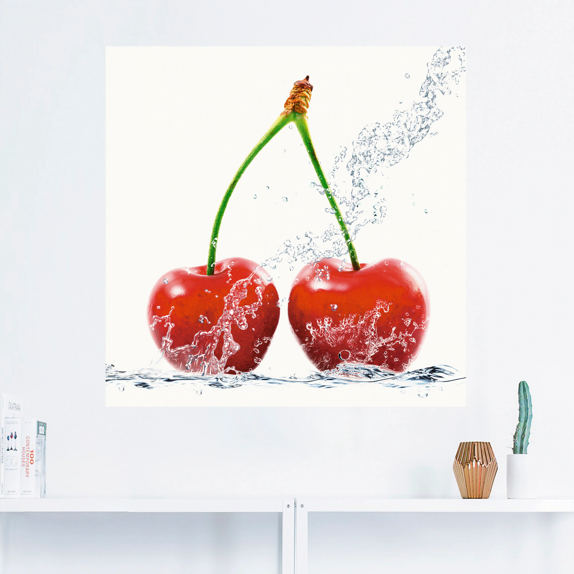 Artland Wandbild "Kirschen mit Spritzwasser", Lebensmittel, (1 St.), als Le günstig online kaufen