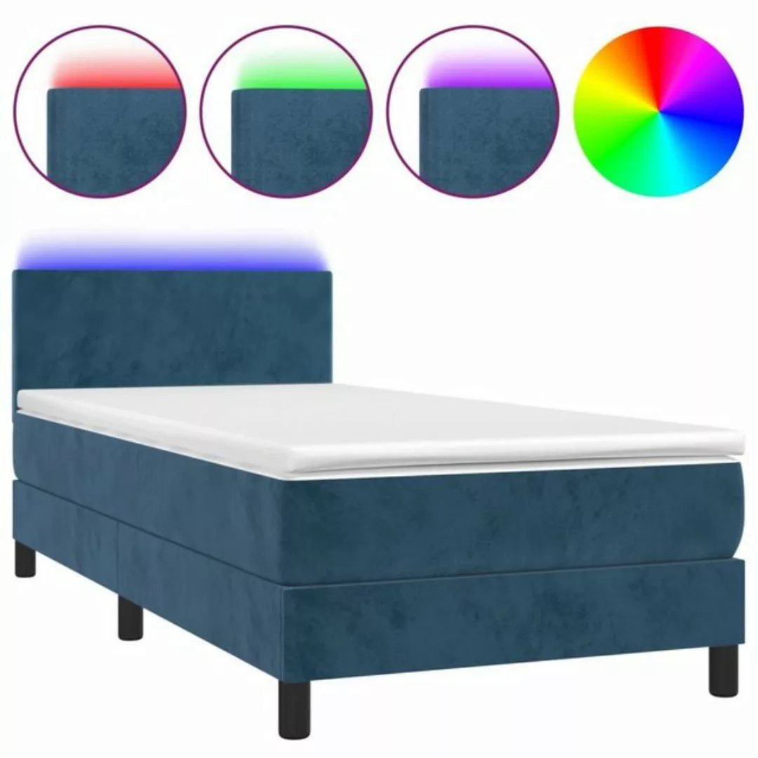 vidaXL Boxspringbett Boxspringbett mit Matratze LED Dunkelblau 100x200 cm S günstig online kaufen