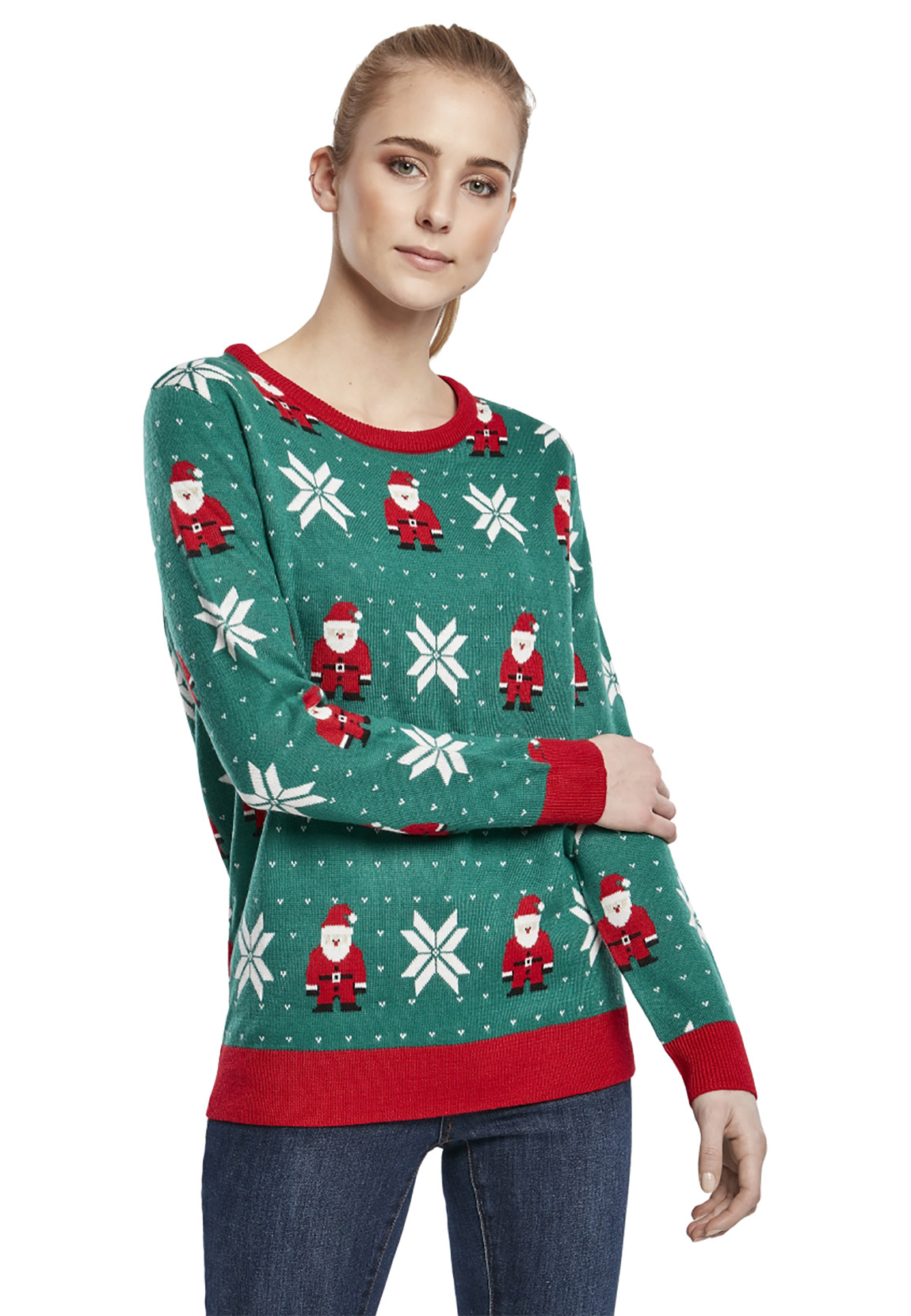 URBAN CLASSICS Strickpullover "Damen Ladies Santa Christmas Sweater", (1 tl günstig online kaufen