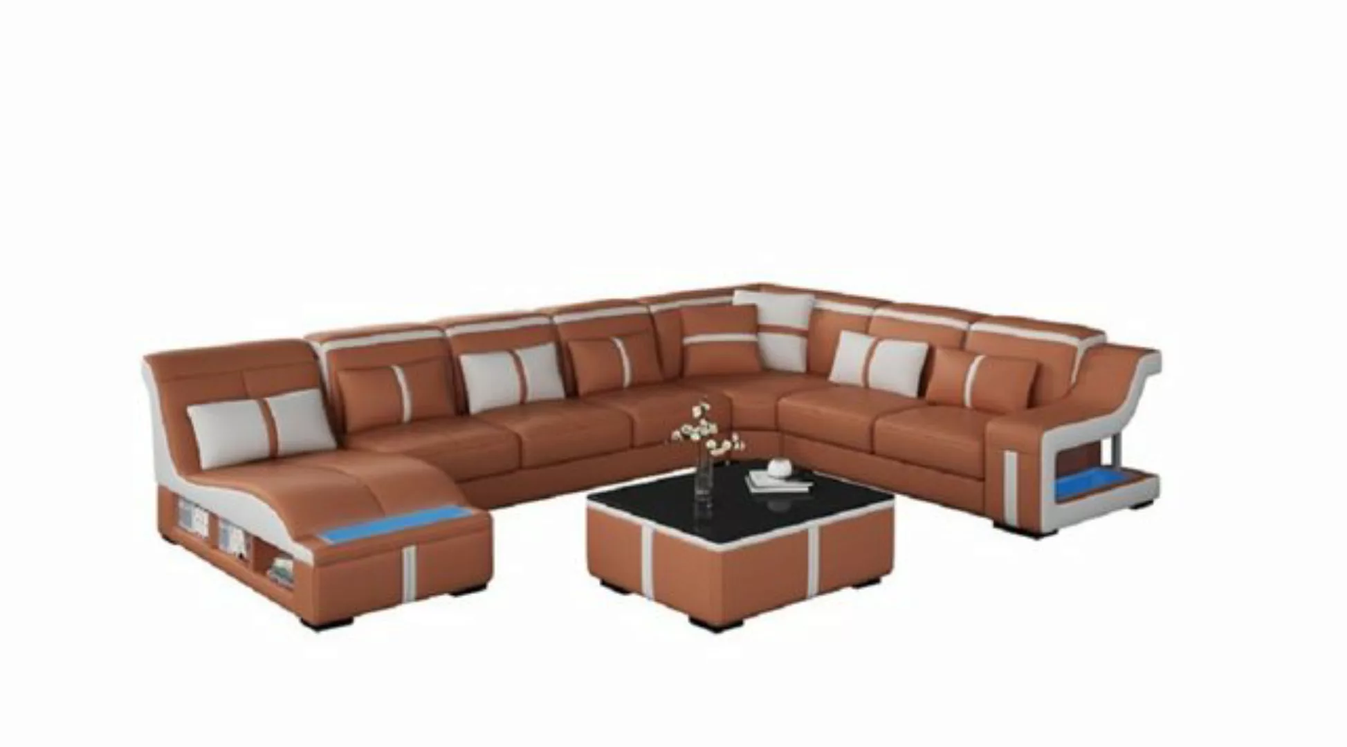 JVmoebel Ecksofa Design Ecksofa U-form Beleuchtet Couch Leder Sofa Neu, Mad günstig online kaufen