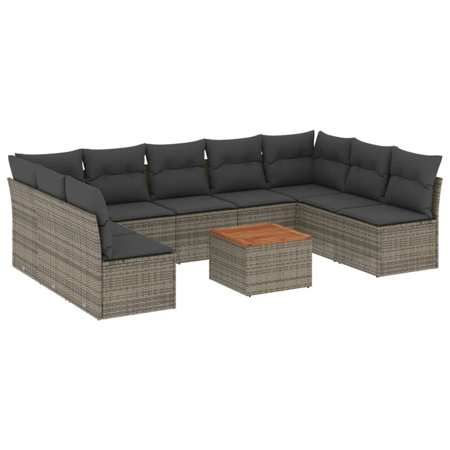 vidaXL 10-tlg Garten-Sofagarnitur mit Kissen Grau Poly Rattan Modell 64 günstig online kaufen