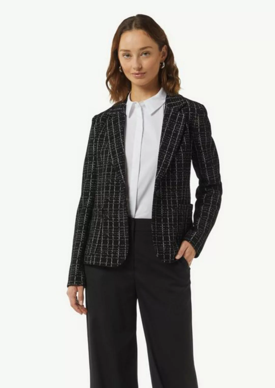 Comma Blusenblazer Karierte Blazer aus Bouclé-Jersey günstig online kaufen