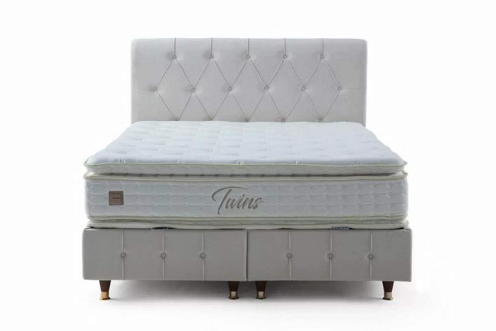 JVmoebel Bett Weißes Chesterfield Bett mit Matratze Designer Rechteckiges ( günstig online kaufen