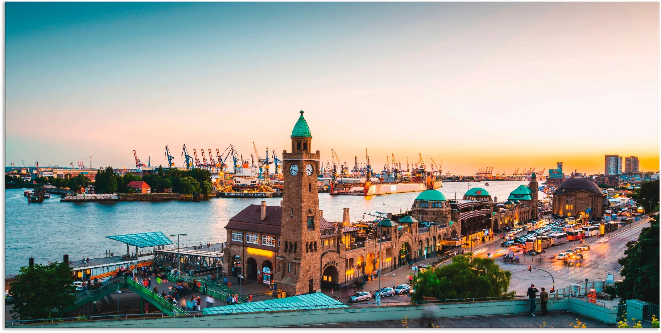 Artland Wandbild »Hamburg Hafen und Landungsbrücken«, Deutschland, (1 St.), günstig online kaufen