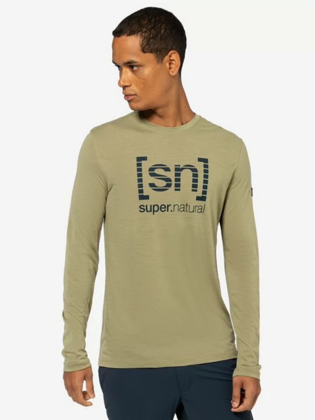 SUPER.NATURAL Langarmshirt für Herren, Merino GRID LOGO LS casual, no smell günstig online kaufen