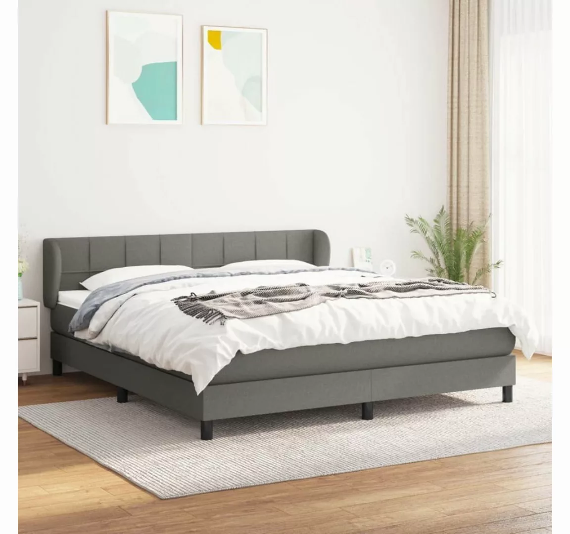 furnicato Bett Boxspringbett mit Matratze Dunkelgrau 180x200 cm Stoff günstig online kaufen