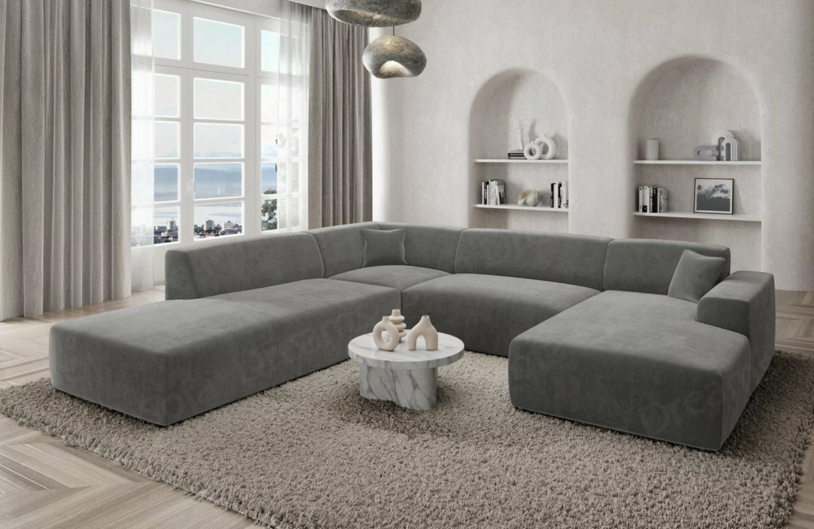 Sofa Dreams Wohnlandschaft Polster Designer Sofa Mallorca U Lounge Samtstof günstig online kaufen