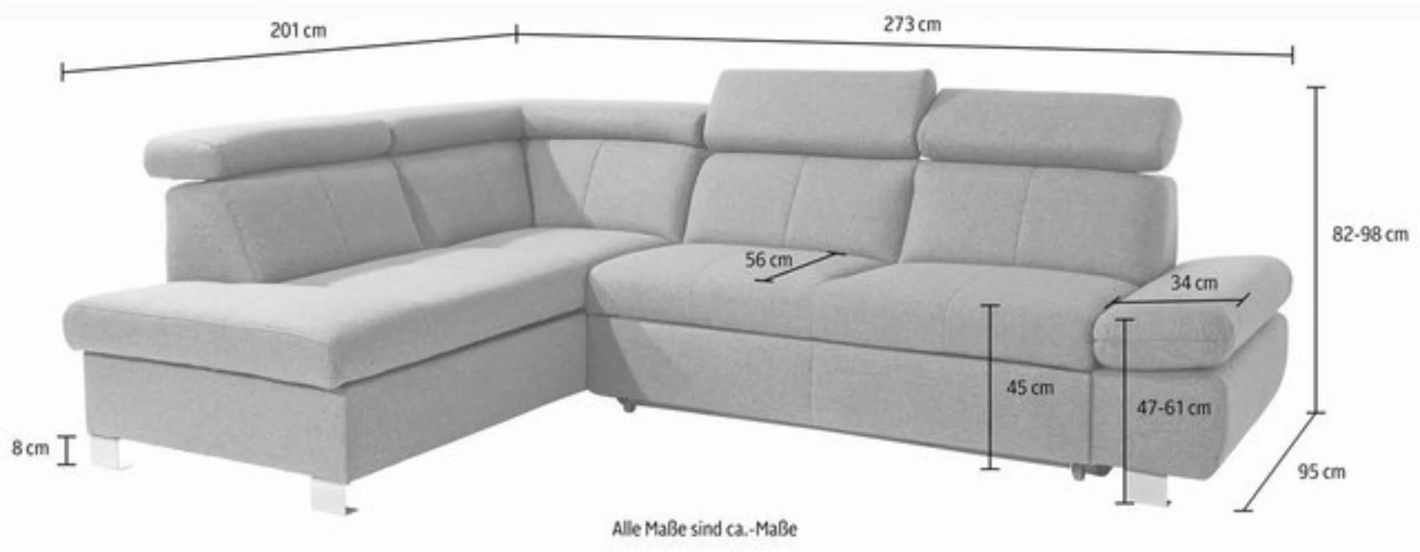 exxpo - sofa fashion Ecksofa »Happy, inkl. Kopf- und Armteilverstellung, L- günstig online kaufen