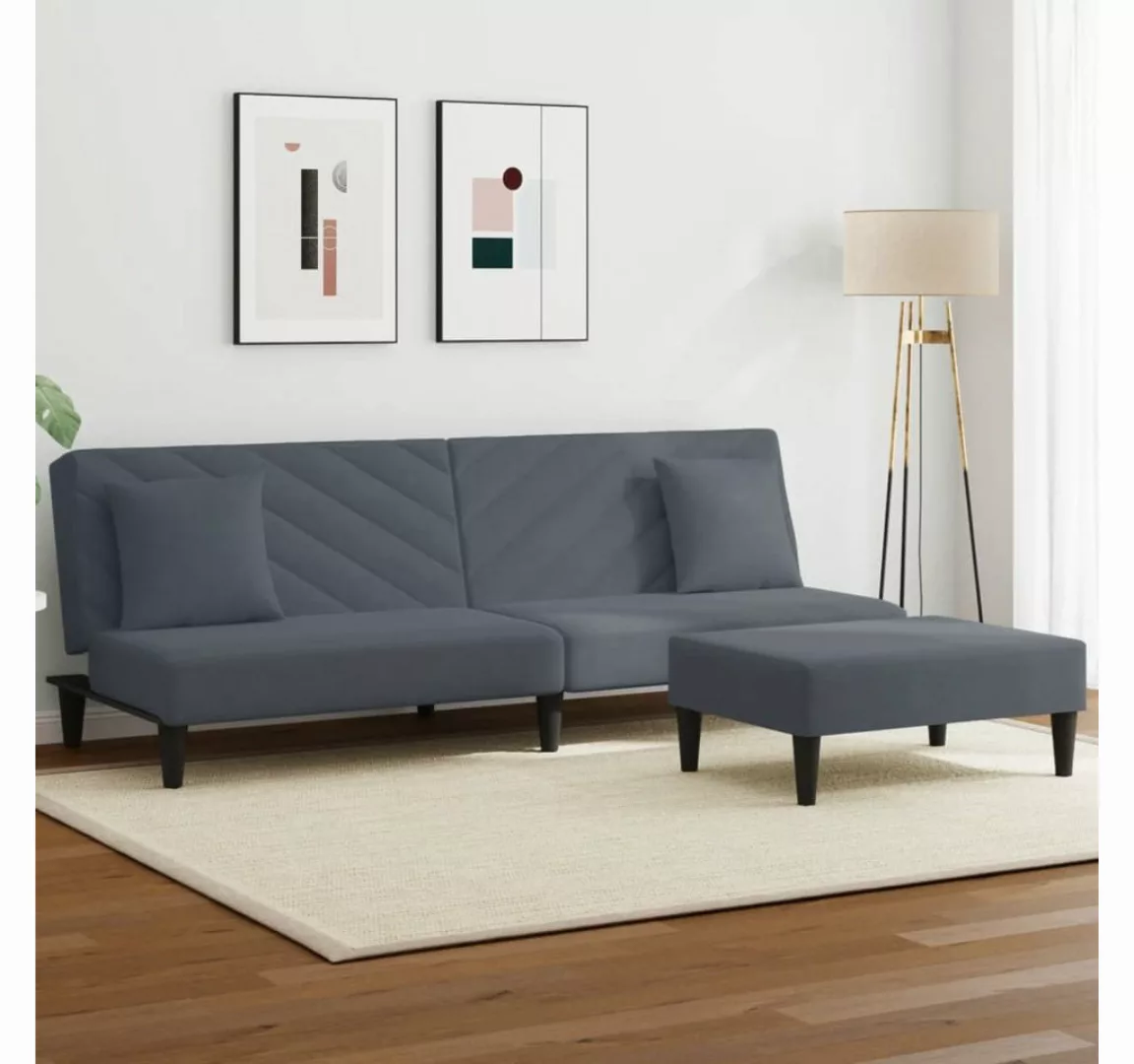 vidaXL Sofa 2-tlg. Sofagarnitur mit Kissen Samt, 2-tlg., Dunkelgrau günstig online kaufen