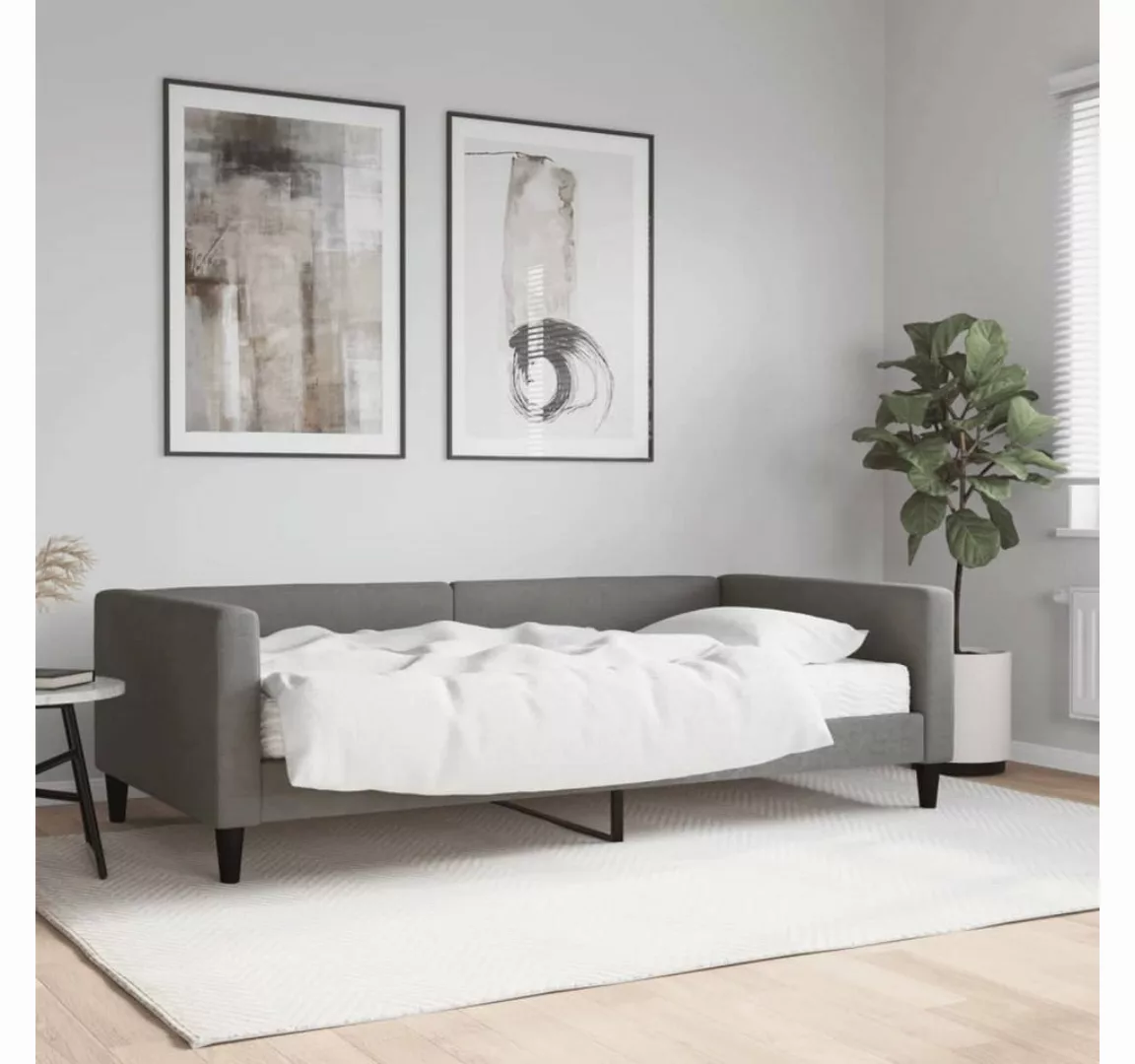 vidaXL Gästebett Gästebett Tagesbett mit Matratze Dunkelgrau 100x200 cm Sto günstig online kaufen