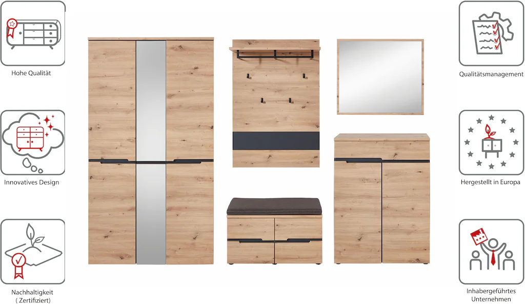 Innostyle Garderoben-Set "MEMPHIS", (Komplett-Set, 5 St.) günstig online kaufen