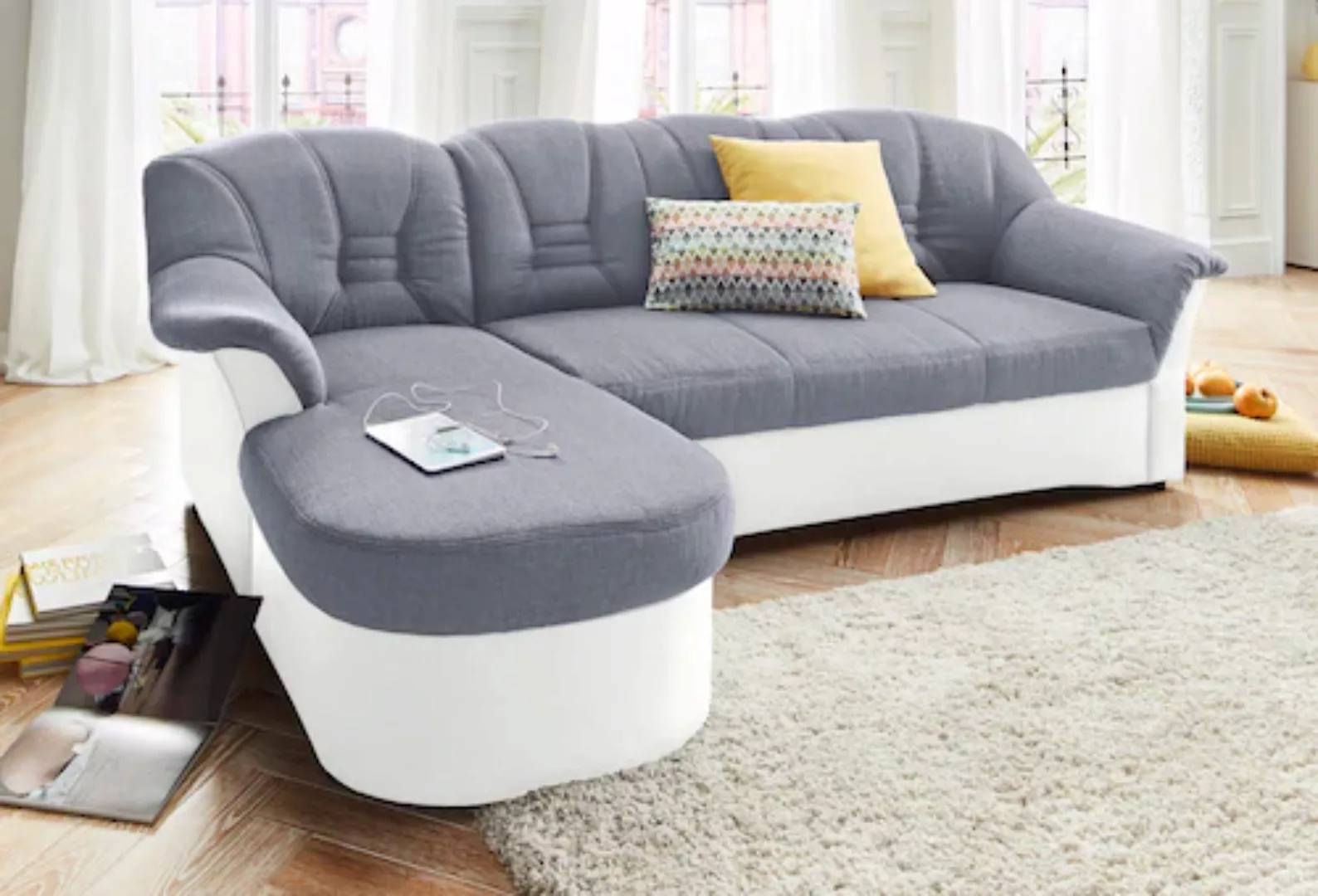 DOMO collection Ecksofa "Elva L-Form", wahlweise mit Bettfunktion und Feder günstig online kaufen