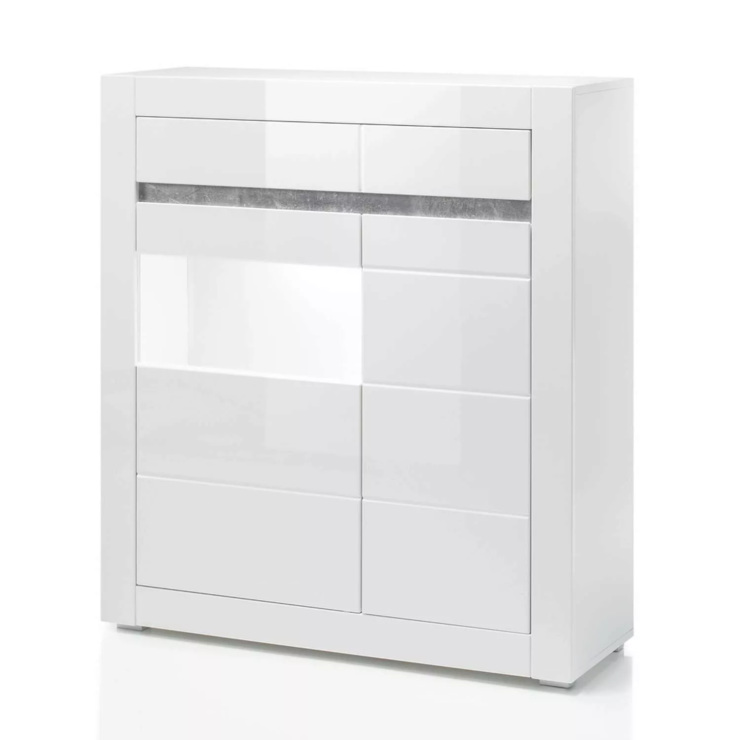 Lomadox Highboard im modernen Design COGO-61 weiß Hochglanz inkl. LED und m günstig online kaufen