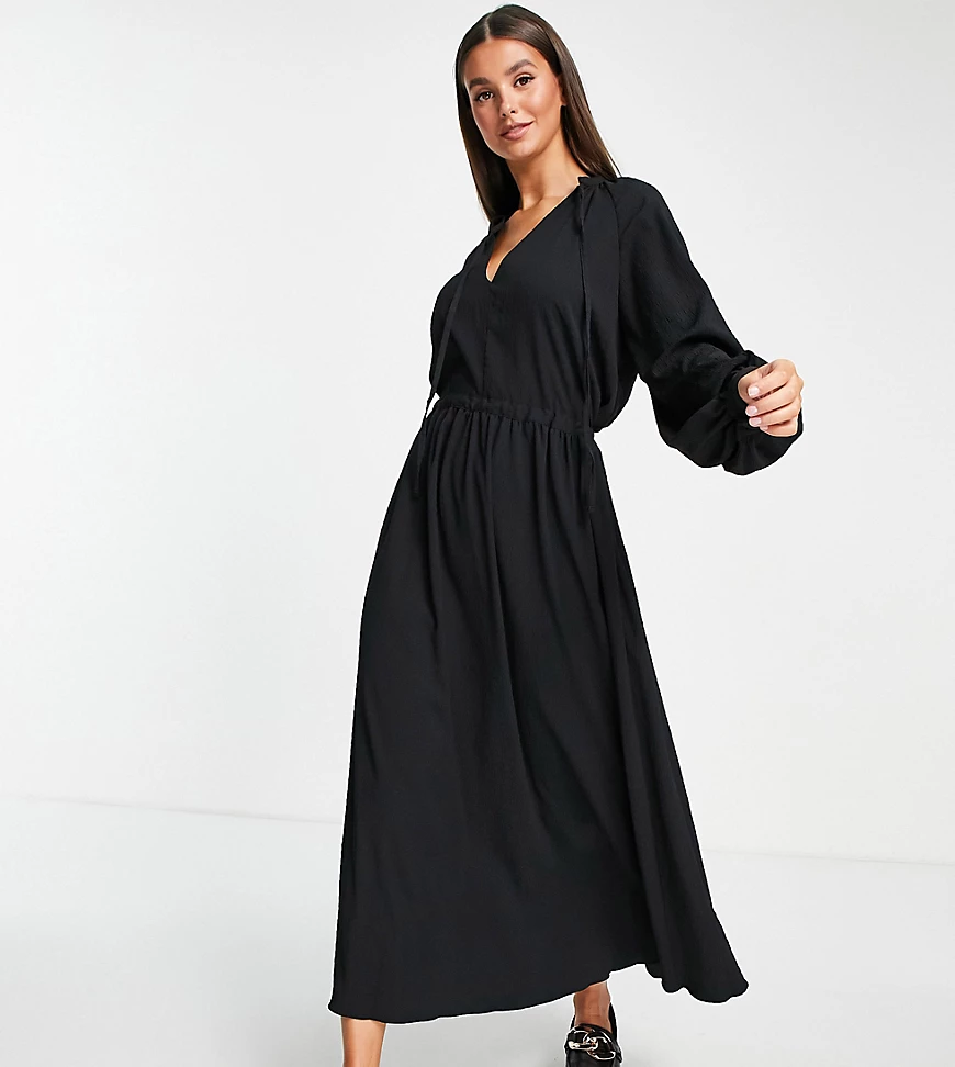 ASOS DESIGN Tall – Strukturiertes Midi-Hängerkleid in Weiß mit Tunnelzug-Sc günstig online kaufen