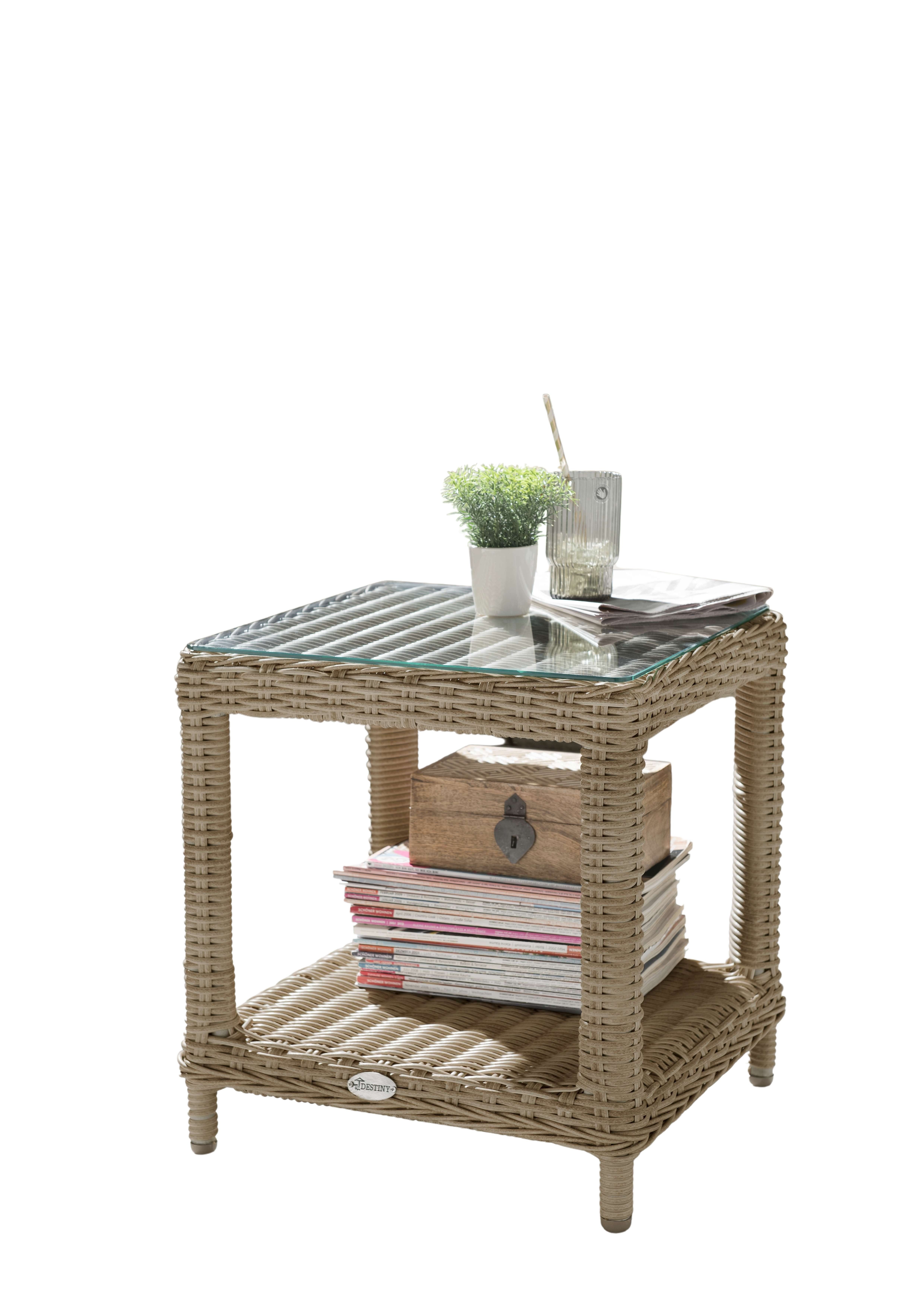 Destiny Beistelltisch MERANO, 46x46x50cm, Aluminium, Polyrattan günstig online kaufen
