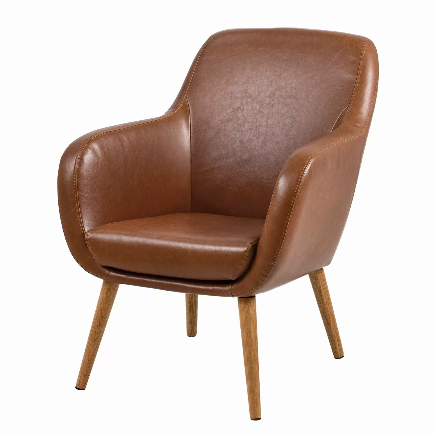 home24 Mørteens Sessel Livengood Braun Kunstleder 72x88x72 cm (BxHxT) günstig online kaufen