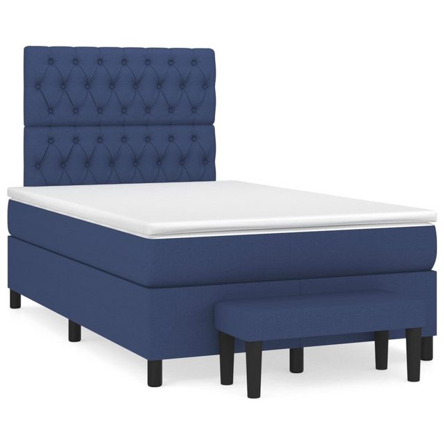 vidaXL Boxspringbett Boxspringbett mit Matratze Blau 120x200 cm Stoff Bett günstig online kaufen