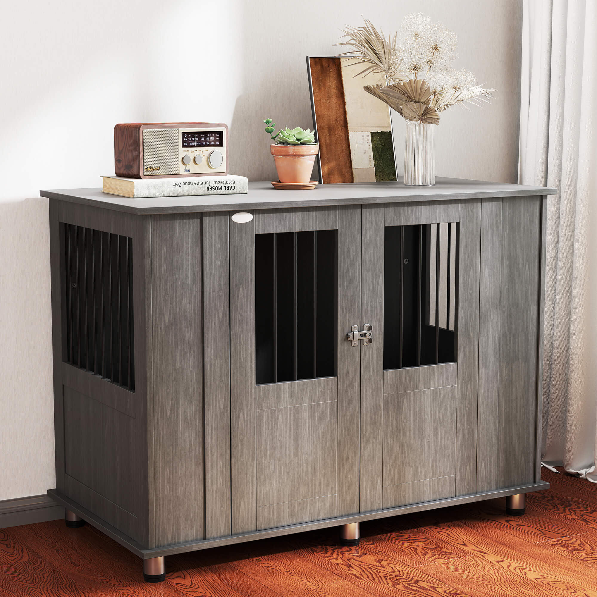 PawHut Hundekäfig für Zuhause, Haustierkäfig, Hundehütte mit Schloss, Magne günstig online kaufen