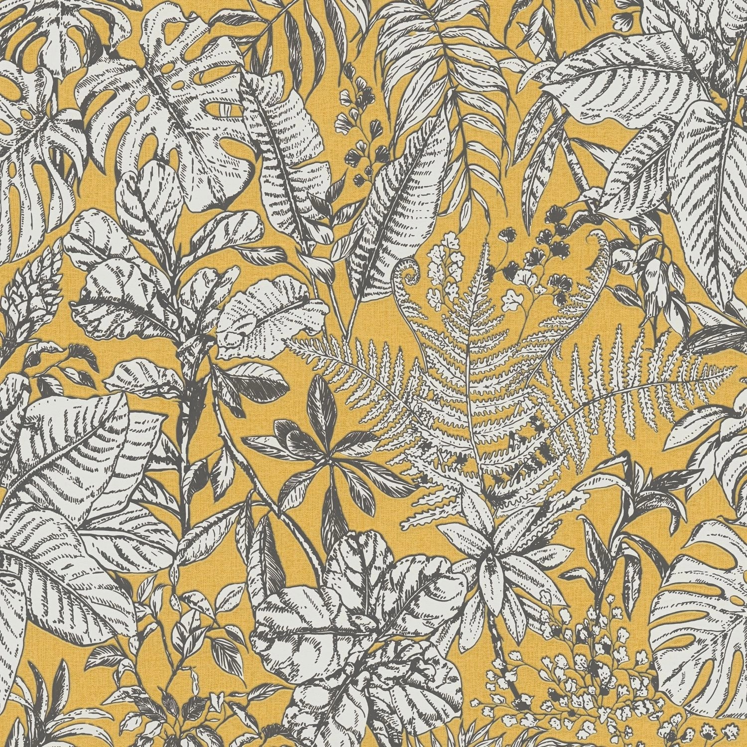 PROFHOME 375203-GU Natur Tapete Floral Matt Gelb Weiß Grau 0,53 m x 10,05 m günstig online kaufen