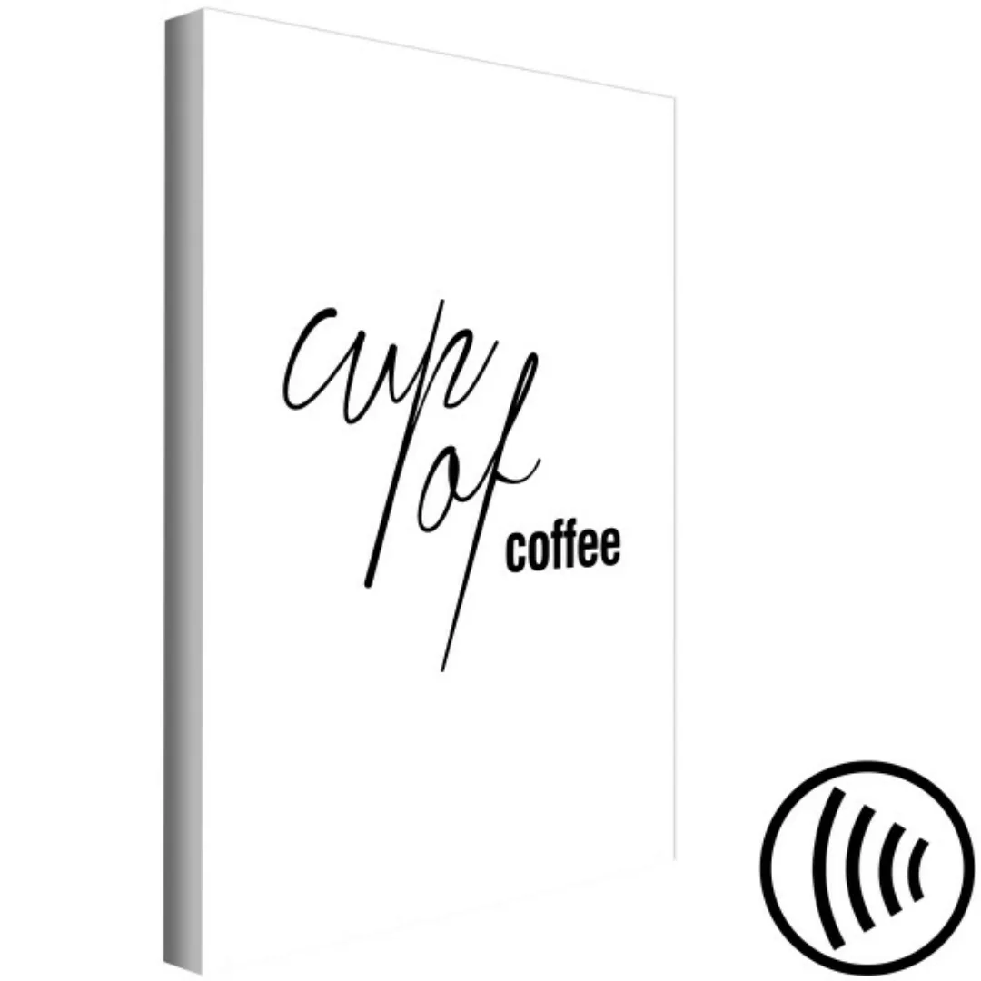 Leinwandbild Englischer Schriftzug Cup od coffee - Schwarzweiß-Deko für die günstig online kaufen