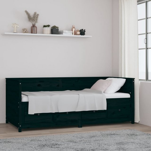 vidaXL Gästebett Gästebett Tagesbett Schwarz 90x200 cm Massivholz Kiefer Be günstig online kaufen