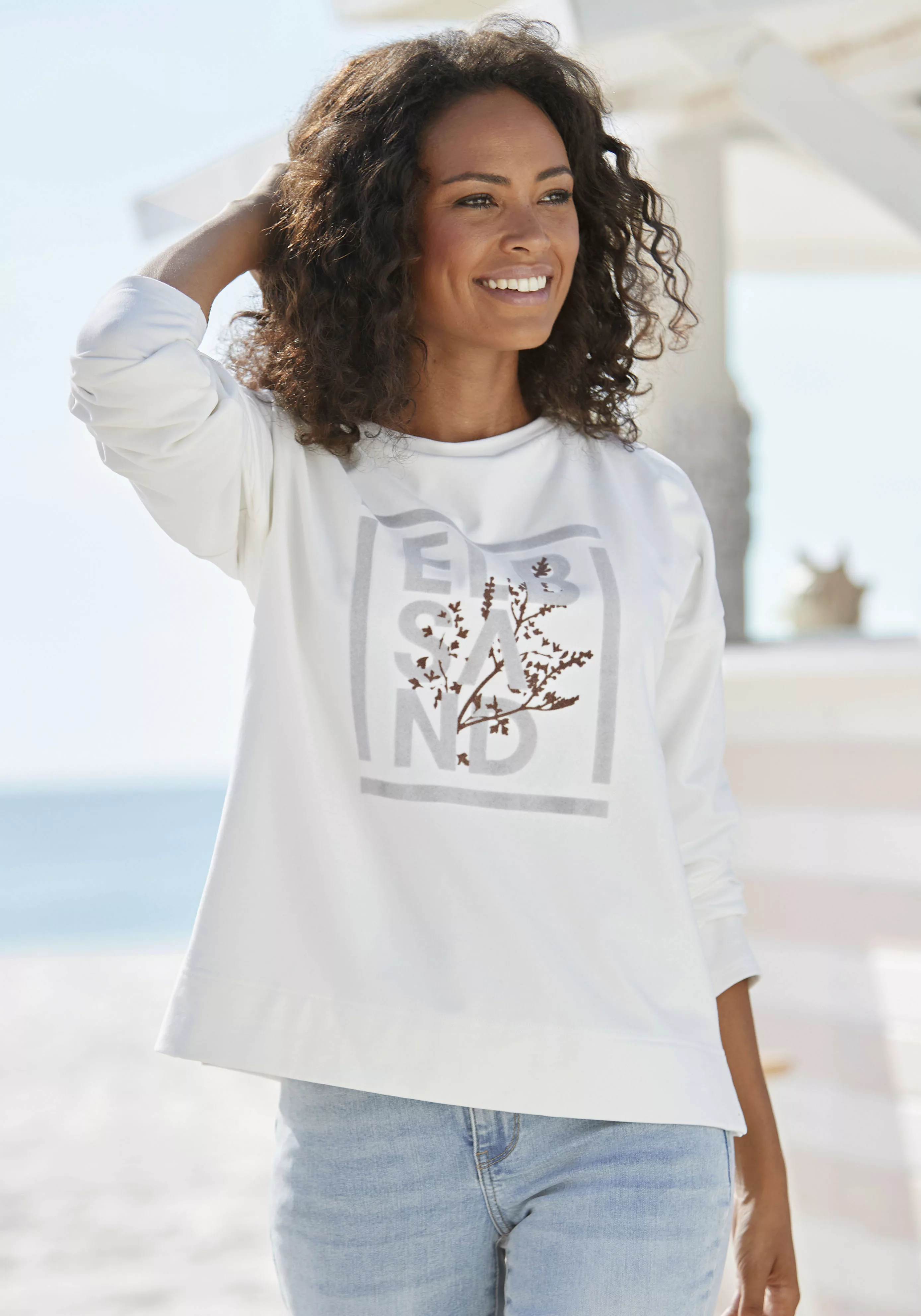 Elbsand Sweatshirt mit Frontprint, sportlicher Sweater aus elastischer Baum günstig online kaufen