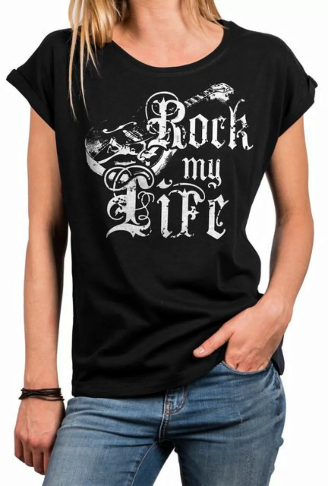 MAKAYA Print-Shirt Ausgefallene T-Shirts Damen lässige Oberteile Top Gitarr günstig online kaufen