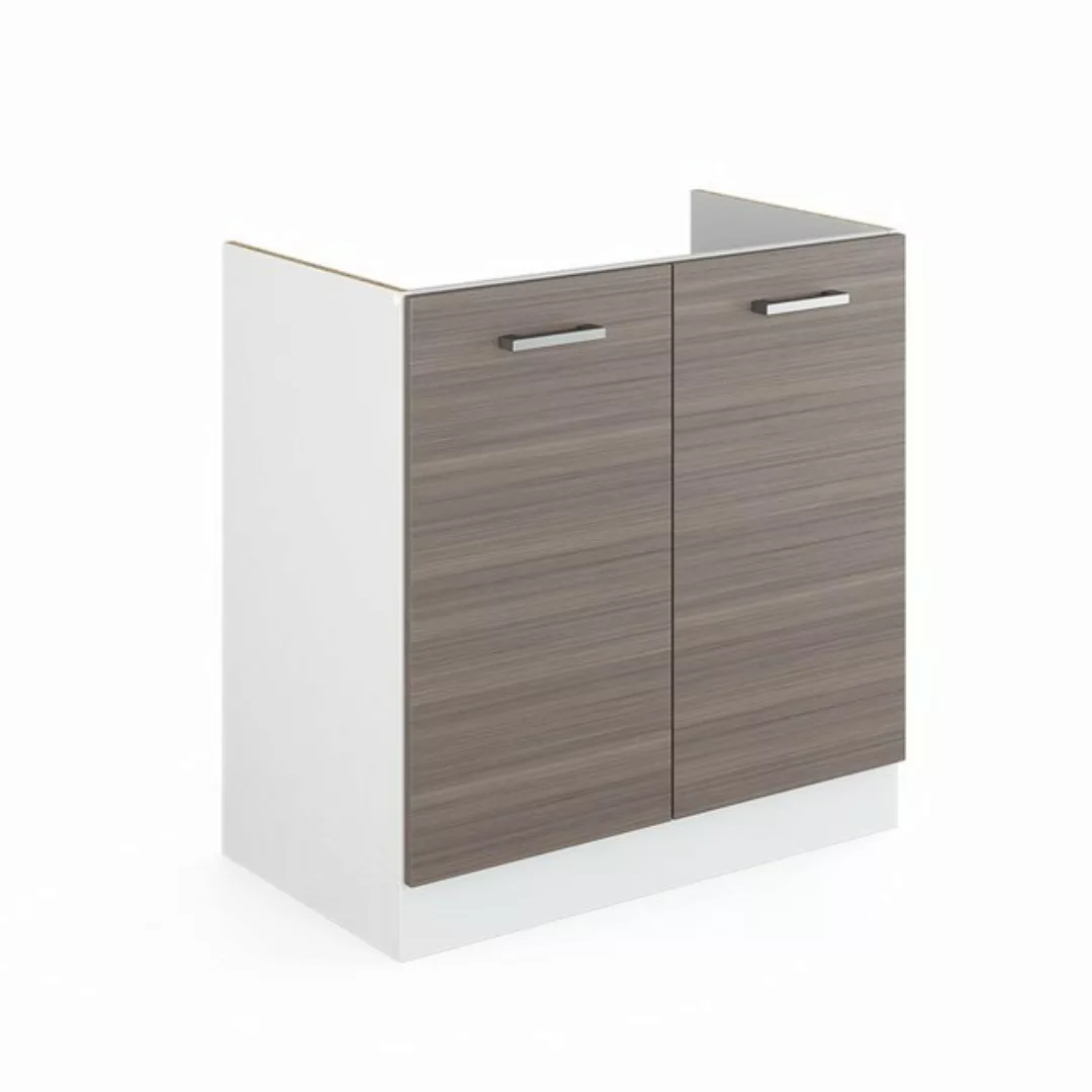 Livinity® Spülenunterschrank R-Line, Grau/Weiß, 80 cm, AP Anthrazit günstig online kaufen