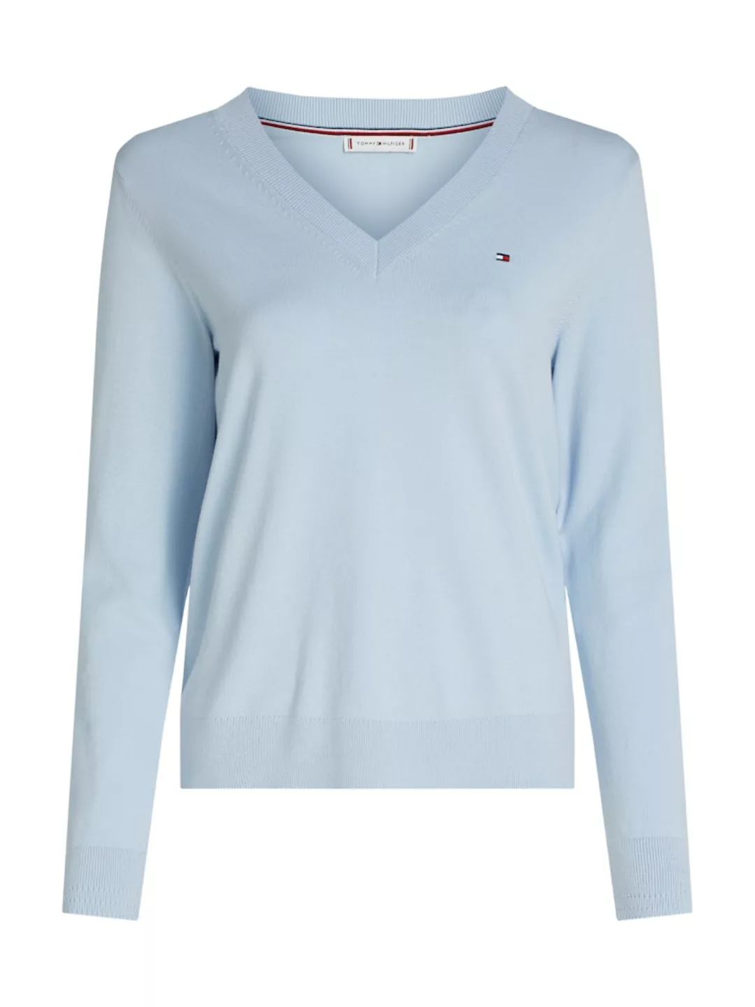 Tommy Hilfiger V-Ausschnitt-Pullover mit V-Ausschnitt, gestickter Tommy Hil günstig online kaufen