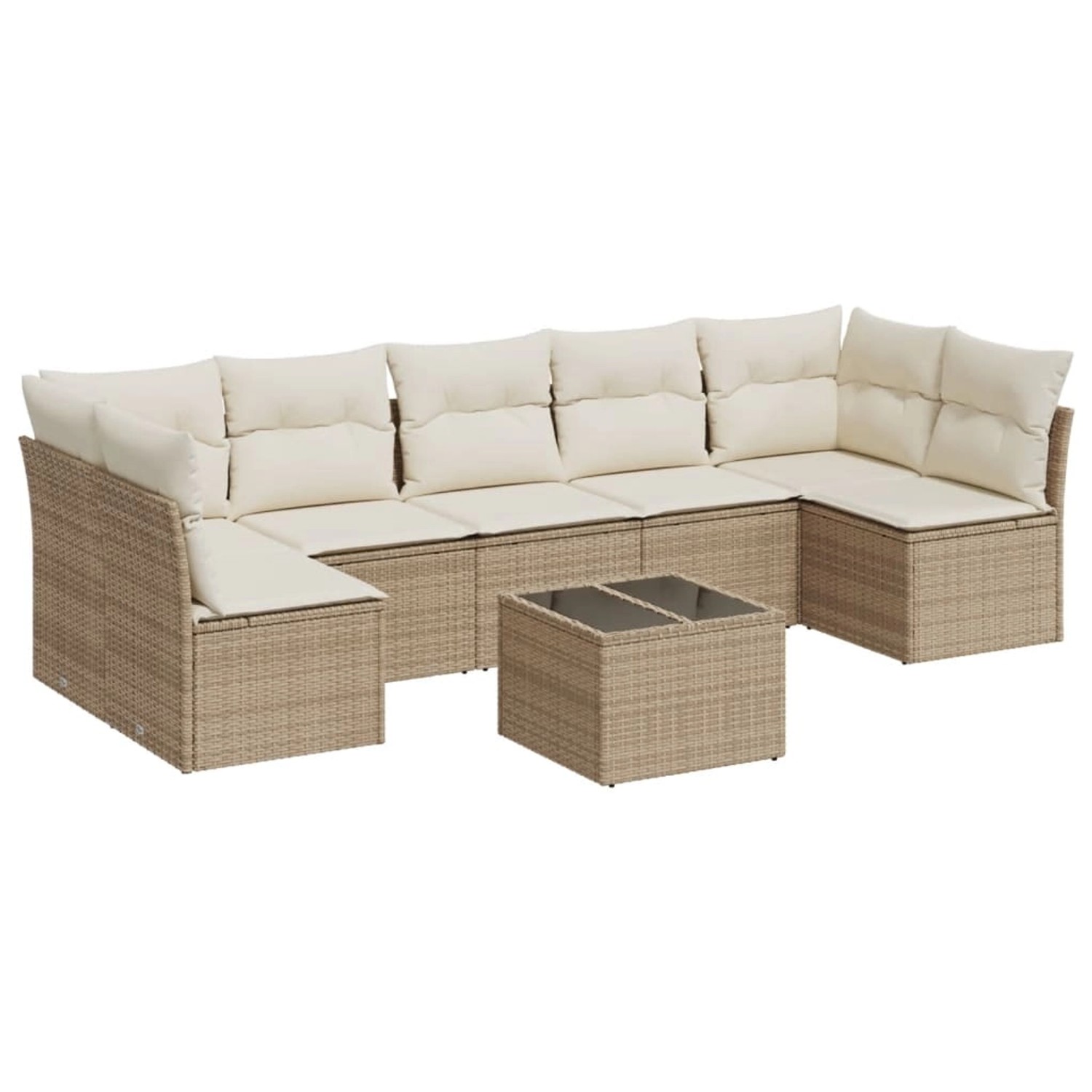 vidaXL 8-Tlg Garten-Sofagarnitur mit Kissen Beige Poly Rattan 3249277 günstig online kaufen