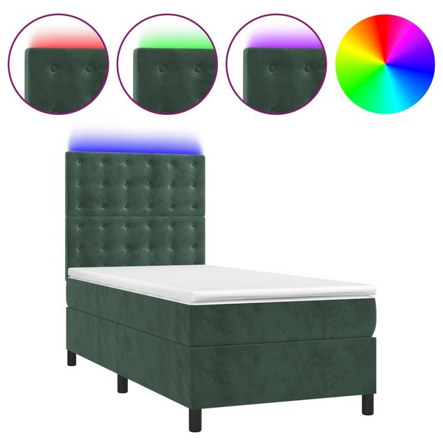 vidaXL Boxspringbett Boxspringbett mit Matratze & LED Samt (90 x 190 cm, Gr günstig online kaufen