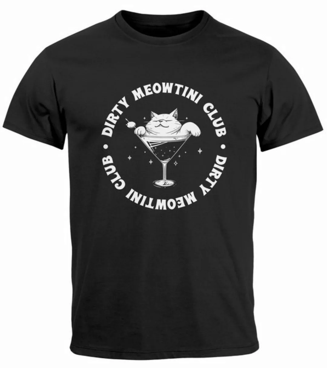 MoonWorks Print-Shirt Herren T-Shirt Katze Dirty Martini Alkohol Fun-Shirt günstig online kaufen