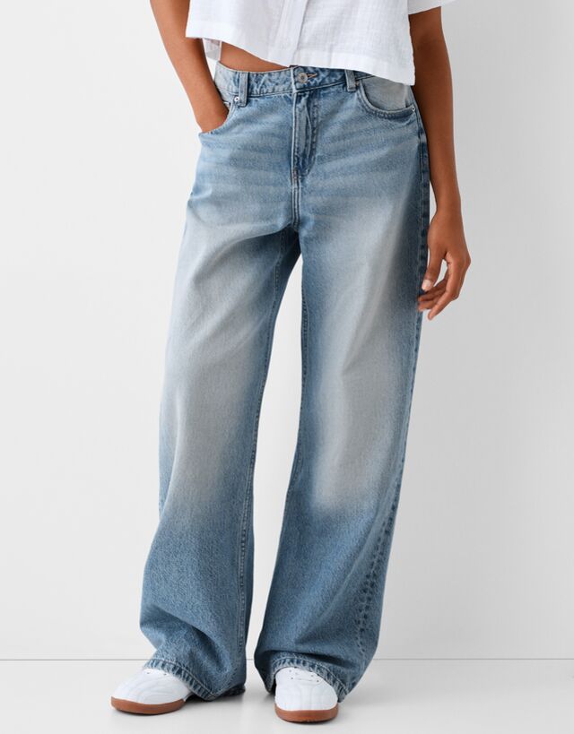 Bershka Baggy-Jeans Damen 42 Hellblau günstig online kaufen