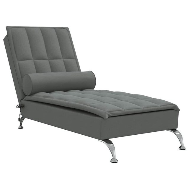 vidaXL Chaiselongue, Massage-Chaiselongue mit Nackenrolle Dunkelgrau Stoff günstig online kaufen