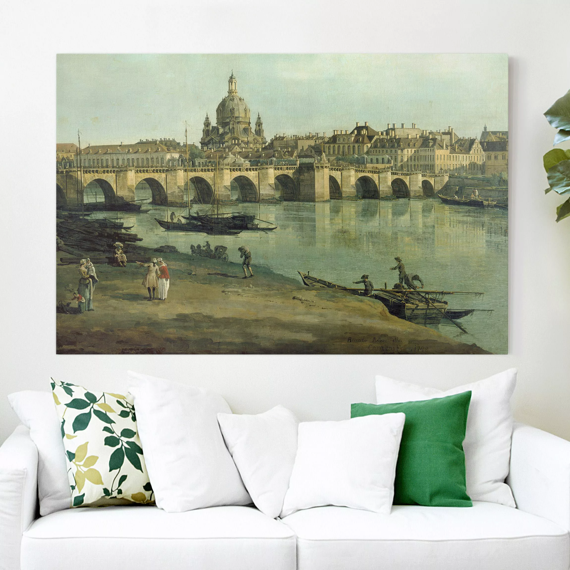 Leinwandbild Kunstdruck - Querformat Bernardo Bellotto - Dresden vom rechte günstig online kaufen