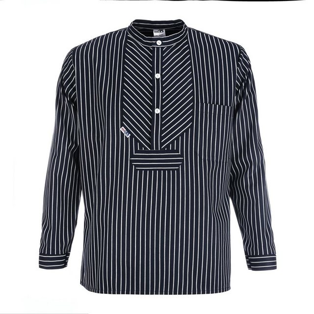 modAS Langarmhemd modAS Unisex Fischerhemd Basic Line gestreift Baumwolle günstig online kaufen