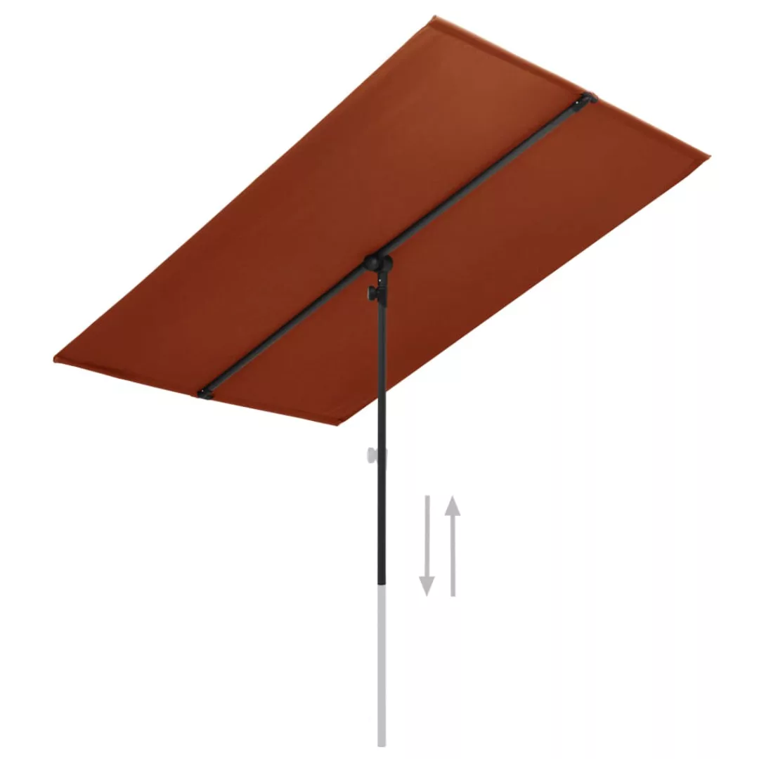 Sonnenschirm Mit Aluminium-mast 180 X 130 Cm Terracotta-rot günstig online kaufen