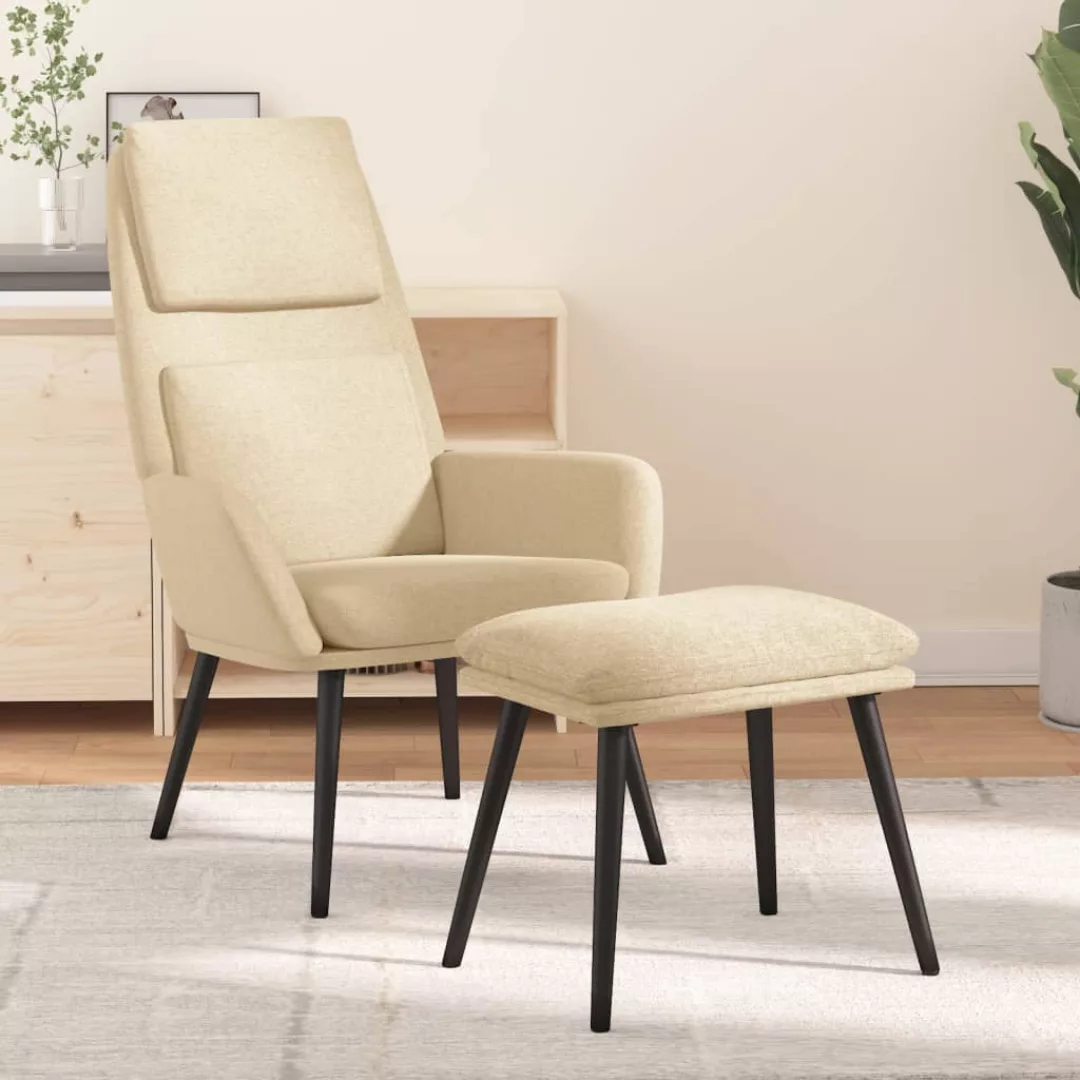 Vidaxl Relaxsessel Mit Hocker Creme Stoff günstig online kaufen