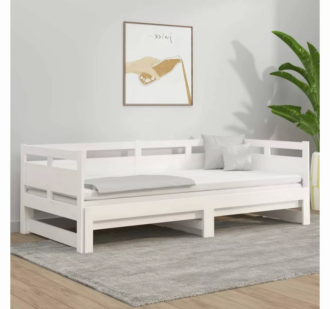 furnicato Bett Tagesbett Ausziehbar Weiß Massivholz Kiefer 2x(80x200) cm günstig online kaufen