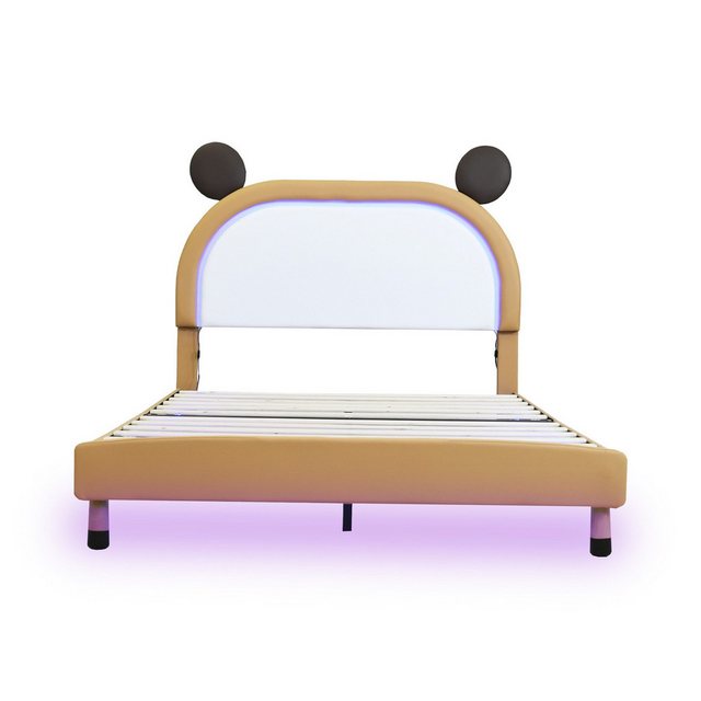 Ulife Polsterbett Kinderbett Flachbett, PU-Leder Zweifarbig mit LED-Licht, günstig online kaufen