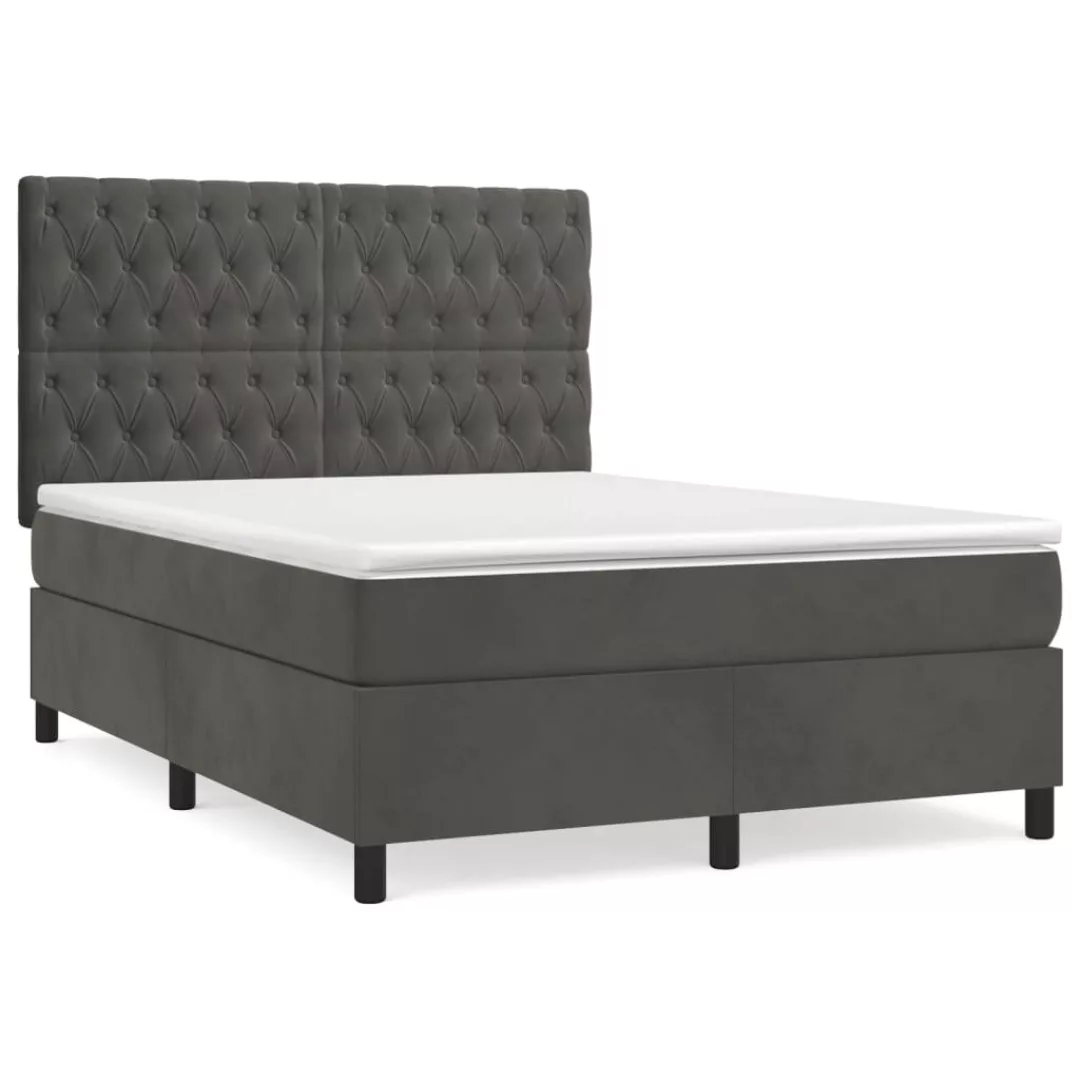 Vidaxl Boxspringbett Mit Matratze Dunkelgrau 140x190 Cm Samt günstig online kaufen